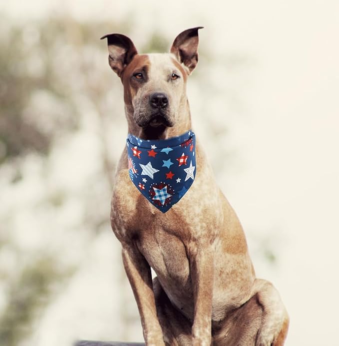 American Flag Dog Bandana 4th of July Pet Clothes Patriotic Reversible Triangle Bibs Scarf Accessories for Cats Animals