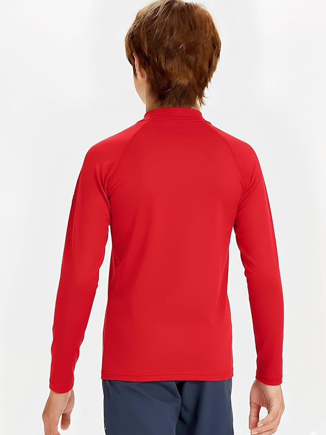 DEVOROPA Youth Boys Compression Thermal Shirt Long Sleeve Kids Fleece Baselayer Soccer Baseball Undershirt Slim/Regular/Husky