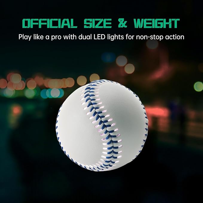 LED Glow Baseball – 6-Color Changing, Rechargeable via Type-C, Night Practice & Games, Official Size, Gifts