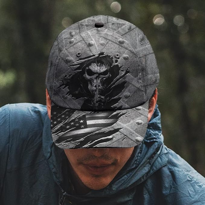 Baseball Cap for Men Women, Skull Cap for Men, Skeleton Gothic Horror Adjustable Strap Sports Soft Caps Outdoor