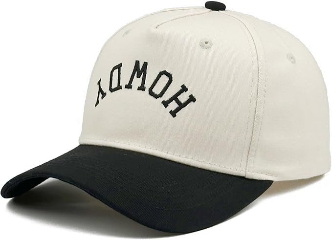 Two-Tone Cotton Baseball Cap with Embroidered Western Sayings - Adjustable Cowboy Style Hat for Men and Women
