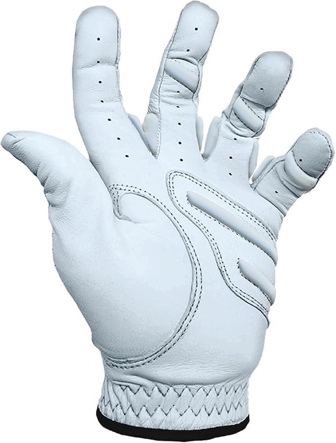 MONKEY GRIP Golf Glove Bearing Capacity Non Slip No Slice pad Premium Leather Power Pad Left Hand, MAN-Small, White