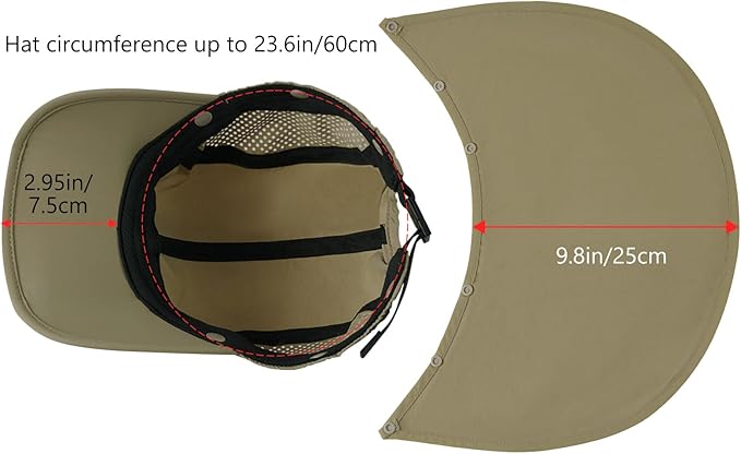 BASSDASH UPF 50+ Foldable Fishing Hat Baseball Cap with Removable Neck Flap Portable for Men Women Golf Hiking