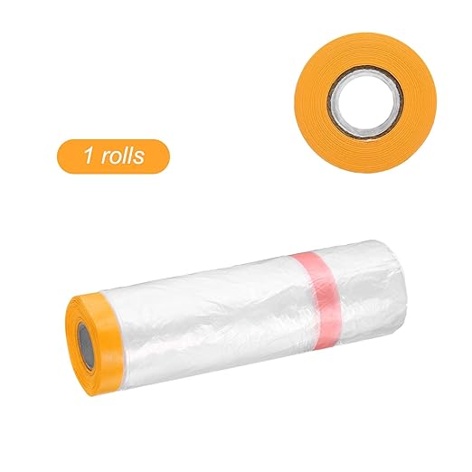 HARFINGTON Pre-Taped Masking Film 126" x65.6ft Double Adhesive Tape and Drape - Image 3