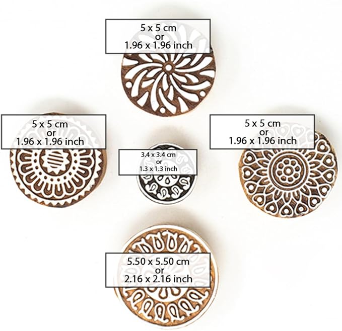 Round Shape Wooden Stamp Block for Block Printing - Image 4