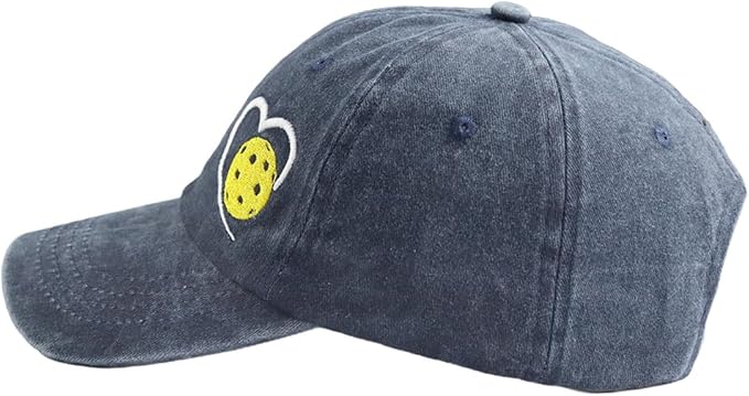 Heart Pickleball Gifts for Women Men, Responsibly Cotton Embroidered Adjustable Pickle Ball Baseball Cap