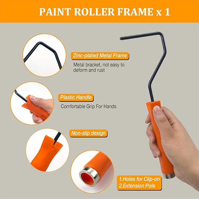 4-inch Paint Roller Tray Set, Foam & Microfiber Paint Roller, Roller Frame - Image 6