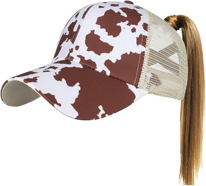 Womens Cow Print Baseball Cap Unisex Adjustable Baseball Hat Casual Cotton Sun Hats for Teen Girls