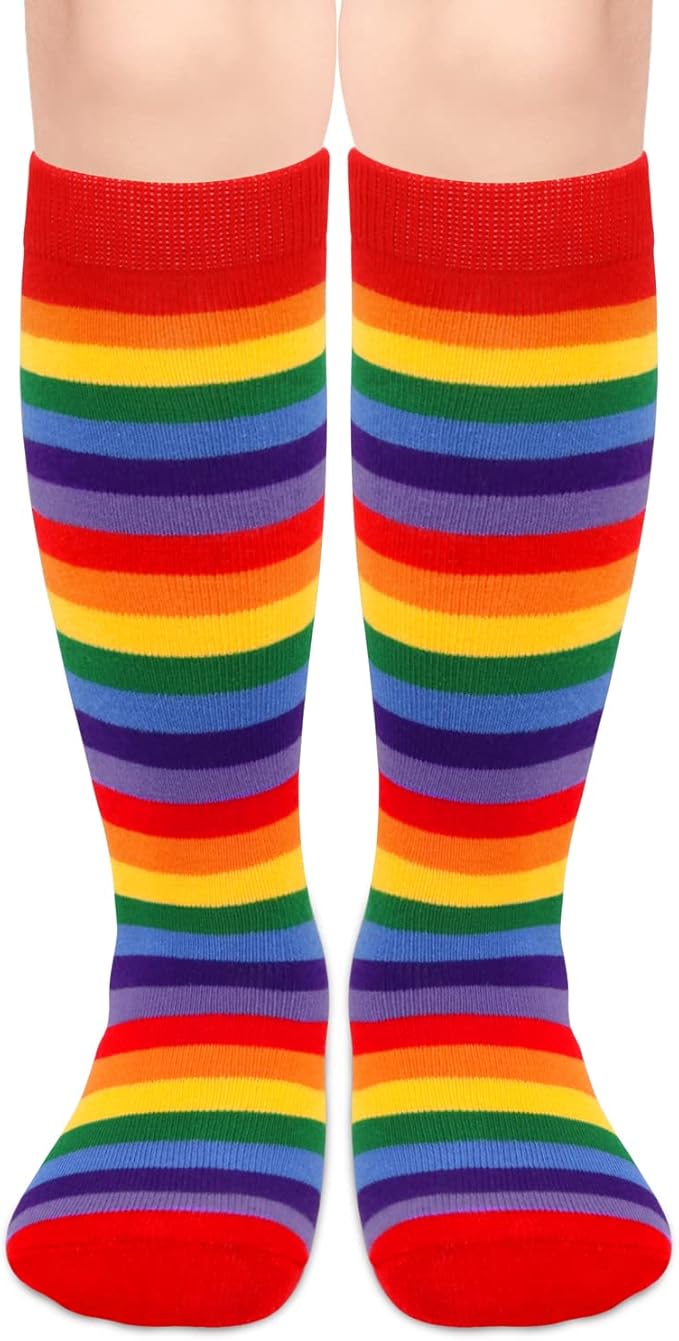 Sarfel Kids Soccer Socks Toddler Soccer Socks Girls Boys Soccer Socks Kids Tube Socks with Stripes Toddler Knee High Socks
