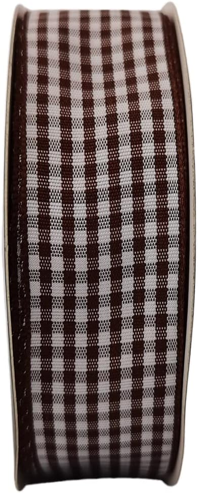 Brown Gingham Plaid Checked Ribbon 25 Yard Each Roll 100% Polyester - Image 4