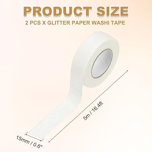 PATIKIL 2 Roll Glitter Paper Washi Tape, Washi Decorative Tape - Image 2