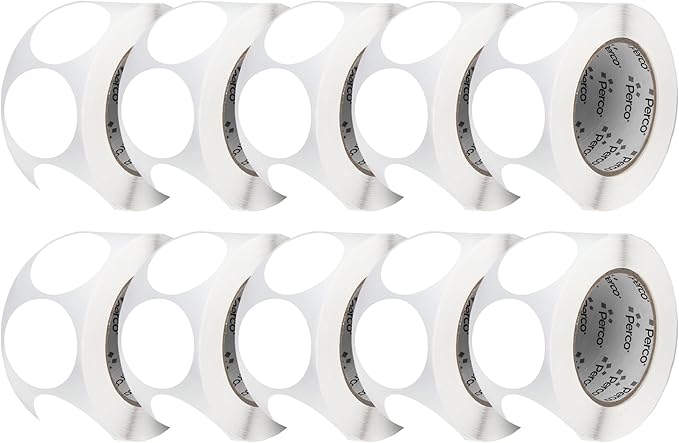 Perco White 3-Inch Perforated Circle Dot Sticker Labels — 10 Rolls, 000 Round by Perco