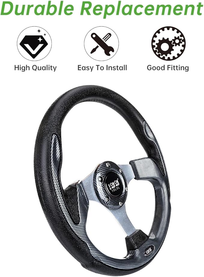 10L0L Golf Cart Steering Wheel, Generic of Most Golf cart EZGO Club Car Yamaha (style1 Gray)