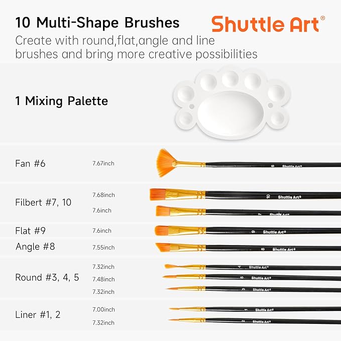 Shuttle Art Metallic Acrylic Paint Set, 20 Colors Metallic Paint in Bottles - Image 8