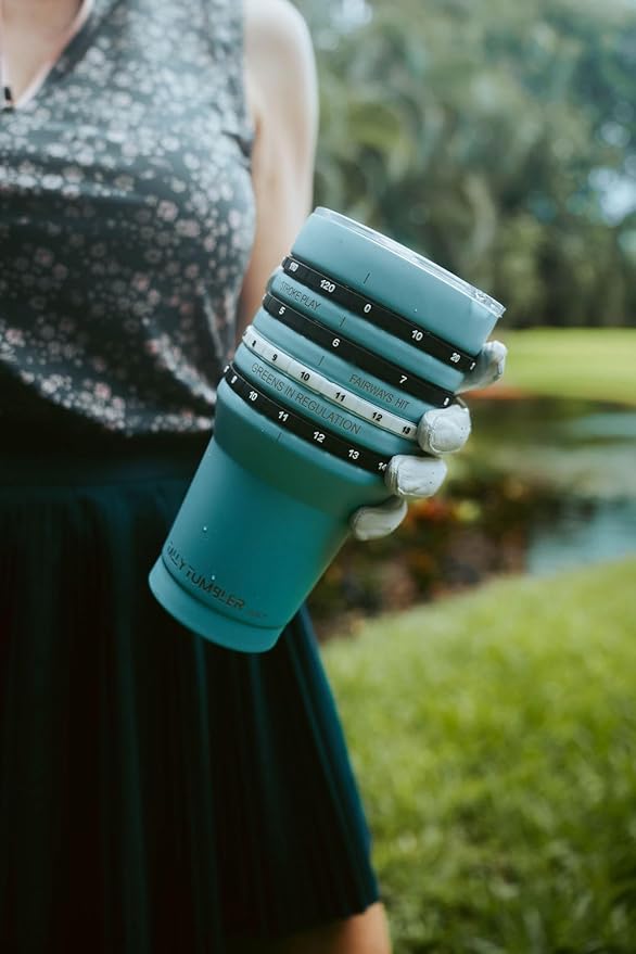 Tally Tumbler Golf Stainless Steel Cup, 30 oz Leak Proof Lid, Double Wall Insulation, Golf Tumbler with Score Keeping Counter (Tee Time Teal)