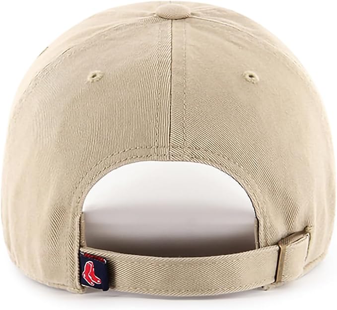 47 Brand MLB Khaki White Primary Logo Clean Up Adjustable Strap Baseball Dad Hat Cap, Adult One Size Fits All