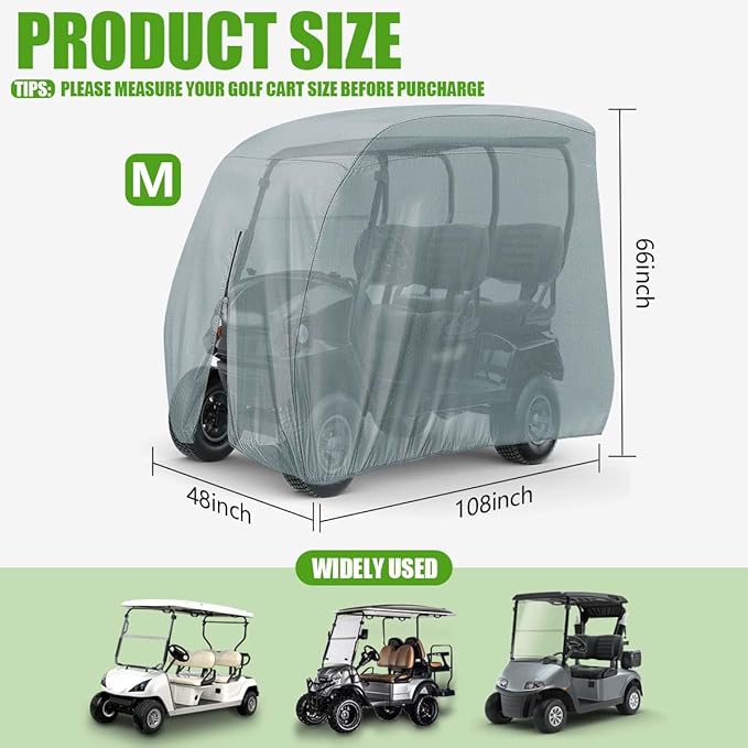 KISEER 4 Passenger 420D Waterproof Golf Cart Cover fits EZ GO Club Car Yamaha, Sunproof Dustproof