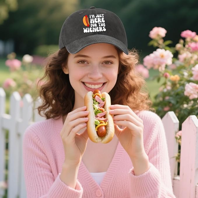 I'm JUST HERE for The Hotdogs Hats for Men Baseball Caps Trendy Washed Workout Hats Light Weight