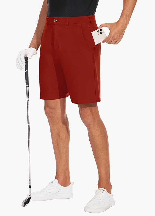 JWM Mens 7"/9" Stretch Golf Shorts - Lightweight Hybrid Casual Dress Work Flat Front Shorts with 5 Pockets Quick Dry UPF50