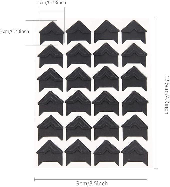 GOONAVI 15 Sheets 360 Pcs Black Acid-Free Photo Corners Mounting Self Adhesive - Image 4