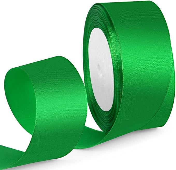 1-1/2 Inch 25 Yards Satin Ribbon Green, Solid Color Fabric Ribbon by HimBen