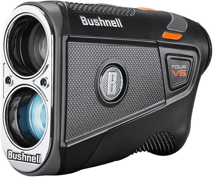 Bushnell Golf Tour V6 Laser Rangefinder Patriot Pack – Visual JOLT, Magnetic Mount, 1300-Yard Range, 6X Magnification, IPX6 Weatherproof, Premium Carry Case