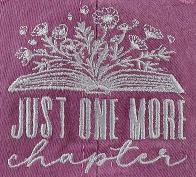 Just One More Chapter Hat for Men Women, Cute Adjustable Cotton Embroidered Book Lovers Baseball Cap