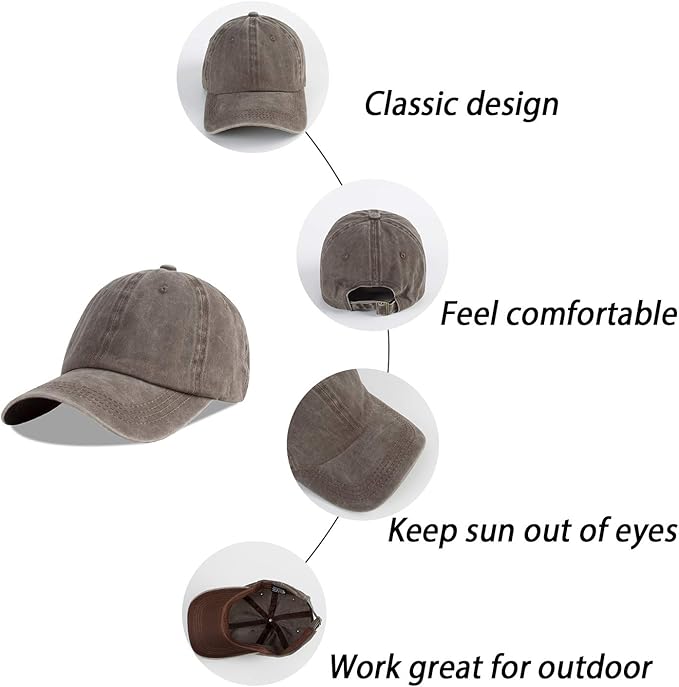 LANGZHEN Unisex Baseball Cap 100% Cotton Fits Men Women Washed Denim Adjustable Dad Hat