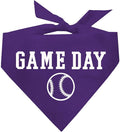 Game Day Dog Bandana | 100% Cotton Adjustable Triangle | Made in USA | Baseball| Sports | Biggest Fan | Game Day | Purple, One Size (1054)