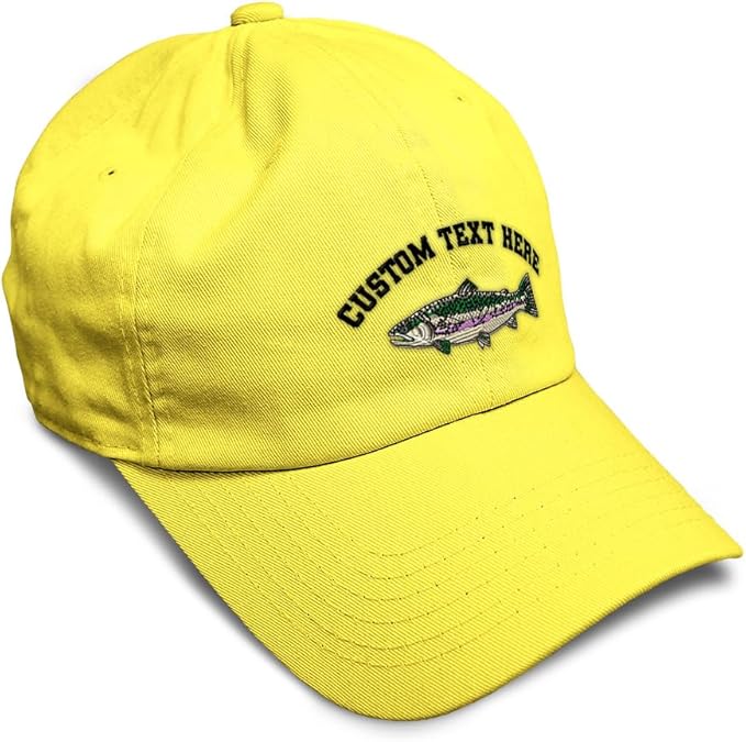 Custom Soft Baseball Hat Embroidered Dad Hat Fish Rainbow Trout Men & Ladies Baseball Cap Cotton