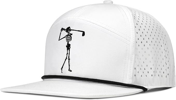 Bamveio Funny Golf Hats Flat Bill for Men Women,Golf Gifts Skull Baseball Cap for Adults Humor