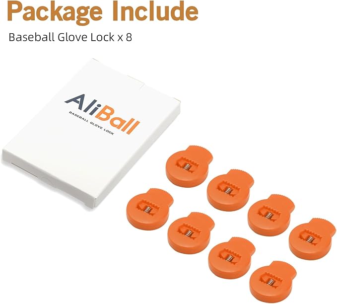 AliBall Glove Locks, Lace Locks for Baseball Glove 8 Pack, Never Need Thying Knots Again, Strong Elasticity, Made Plastic and Springs, Fits All Gloves, Baseball Gloves Accessories