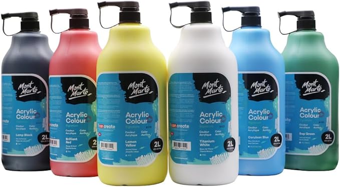 Mont Marte Discovery School Acrylic, 6 Basic Colors, 1/2 Gallon by MontMarte