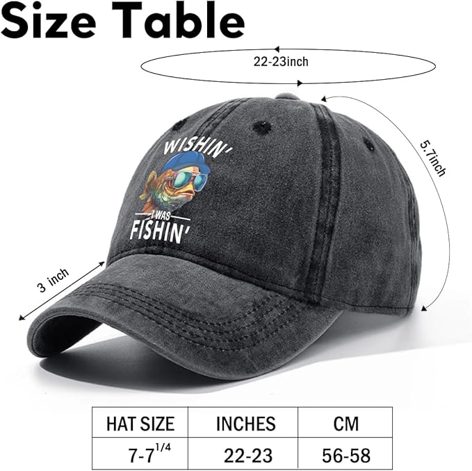 Fishing Adjustable Cotton Baseball Cap, Funny Trucker Hat Gift for Men Women Grandpa Dad Fishing Lover Fisherman