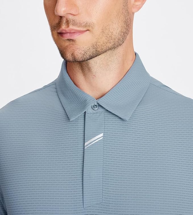 Damipow Premium Golf Shirts for Men Dry Fit Performance Polo Short Sleeve Collared Shirt