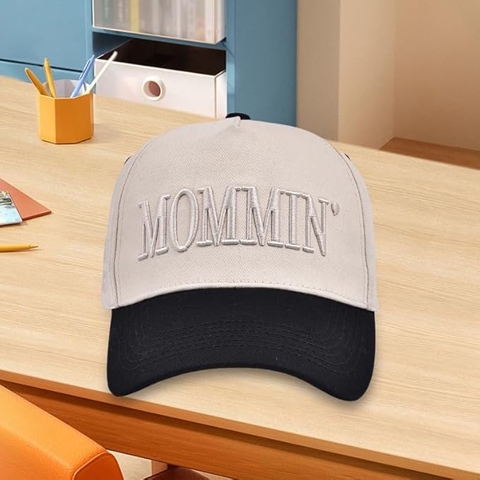 Womens Baseball Caps Casual Mommin Embroidery Letters Trucker Hat Adjustable Ponytail Baseball Hat for Streetwear