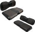 XUANYUDG0769 Golf Cart Seat Covers for Yamaha Drive/Drive 2 - Front and Rear, OEM Ordinary Front and Aftermarket Common Rear Seat Kits, No Stapler Vinyl Leather Diamond