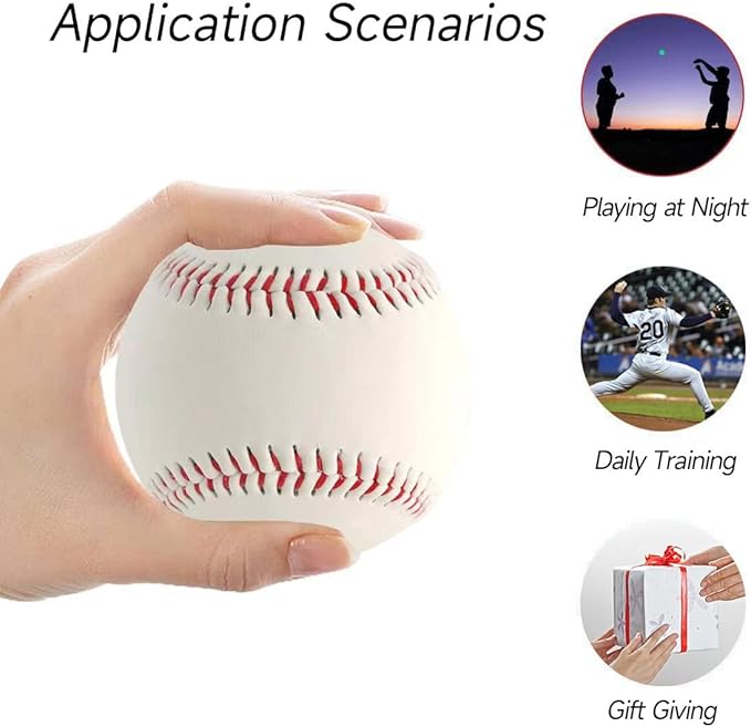 3PCS Light Up Baseball Glow in The Dark Light up Glow Balls Official Size Baseball Gift and Baseball Fans Baseball Accessories