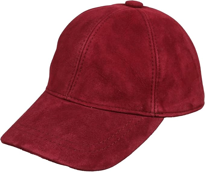 Suede Leather Baseball Cap – Unstructured 6 Panel Adjustable Strapback Hat for Men & Women