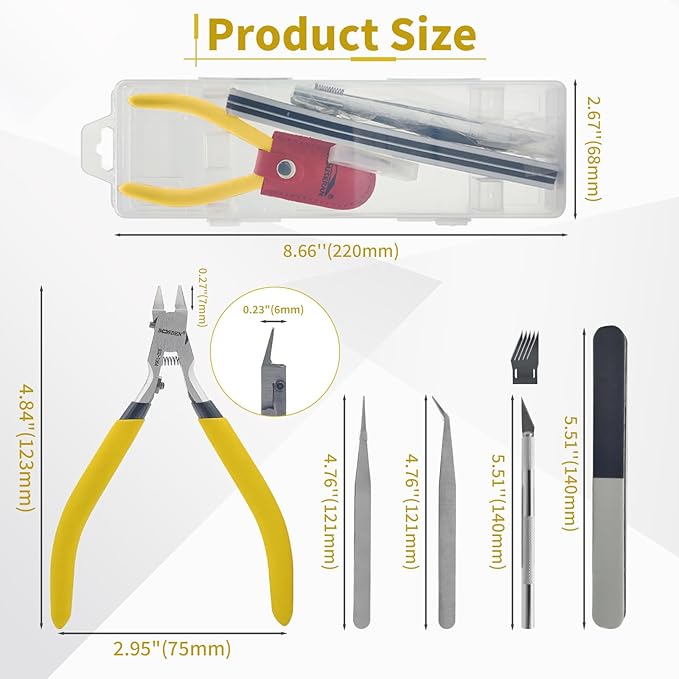 BOOSDEN Model Nippers 9pcs Set, Single Blade Nipper Model Tool Kit, Hobby - Image 2