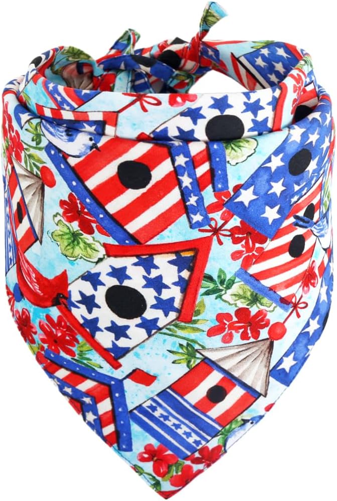 American Flag Dog Bandana 7th of July Pet Clothes Patriotic Reversible Triangle Bibs Scarf Accessories for Cats Animals