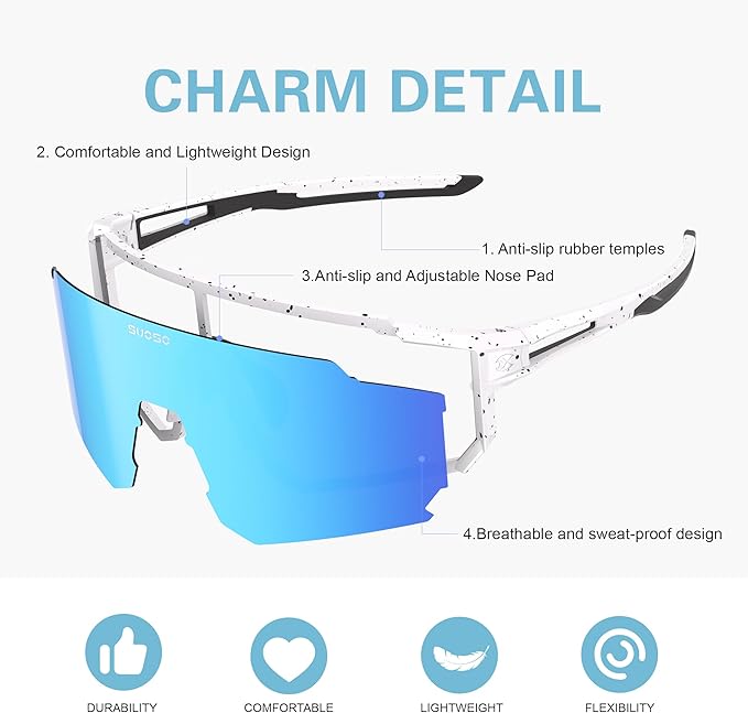 suoso Kids Polarized Sunglasses Youth Lightweight Sun glasses UV Protection Sports Sunglasses for 3-12 Boys Girls Baseball