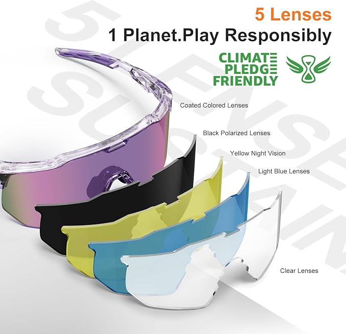HAAYOT Polarized Sports Sunglasses for Men Women Youth Baseball Cycling Running Softball Biking Glasses 5 Lenses