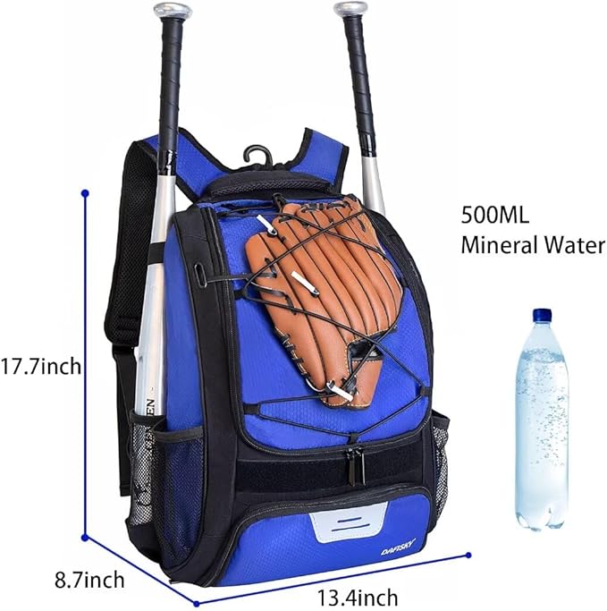 DAFISKY Baseball Bag Softball Backpack - Youth Adult T Ball Bat Equipment Bag with Bat Helmet Holders, Shoe Compartment
