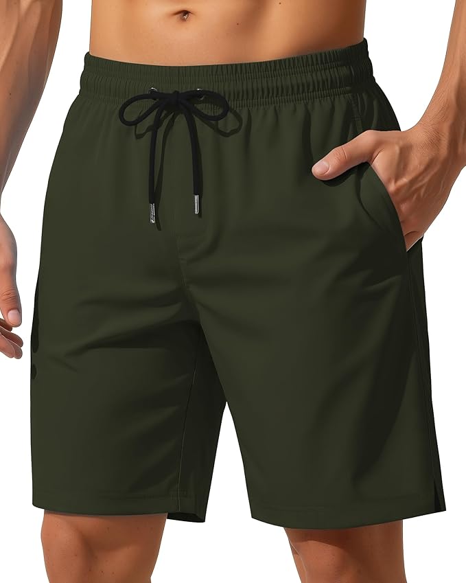 9 Inch Men Swim Trunks with Mesh Lining Quick Dry Breathable Pockets for Summer Beach Cruise Water Park Gym Running