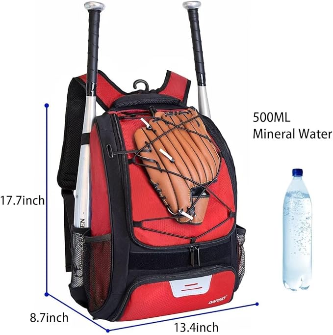 DAFISKY Baseball Bag Softball Backpack - Youth Adult T Ball Bat Equipment Bag with Bat Helmet Holders, Shoe Compartment