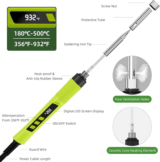 Soldering Iron Kit, 190W Soldering Gun, 110V LED Solder Kit - Image 2