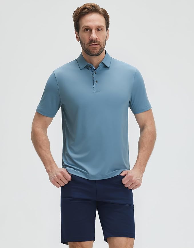 Mens Polo Shirts Short and Long Sleeve Casual Solid Stylish Dry Fit Performance Designed Collared Golf Polo Shirts for Men