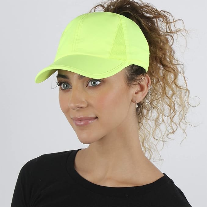 Ponyflo Women’s Ponytail Baseball Cap, Patented Active Feather-Light Hat with Open Back