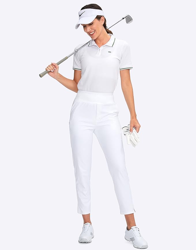 YYV Women's Golf Pants Stretch Work Ankle Pants High Waist Dress Pants with Pockets for Yoga Business Travel Casual